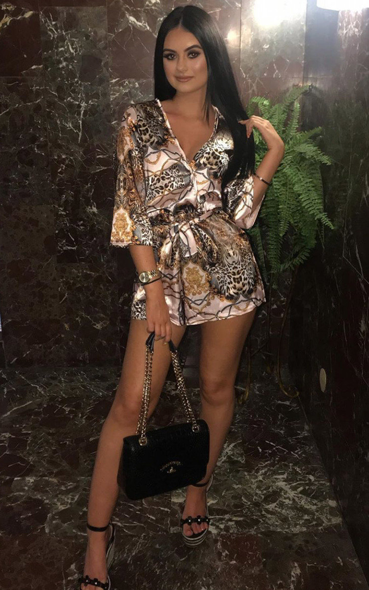 Tix Printed Tie Waist Playsuit