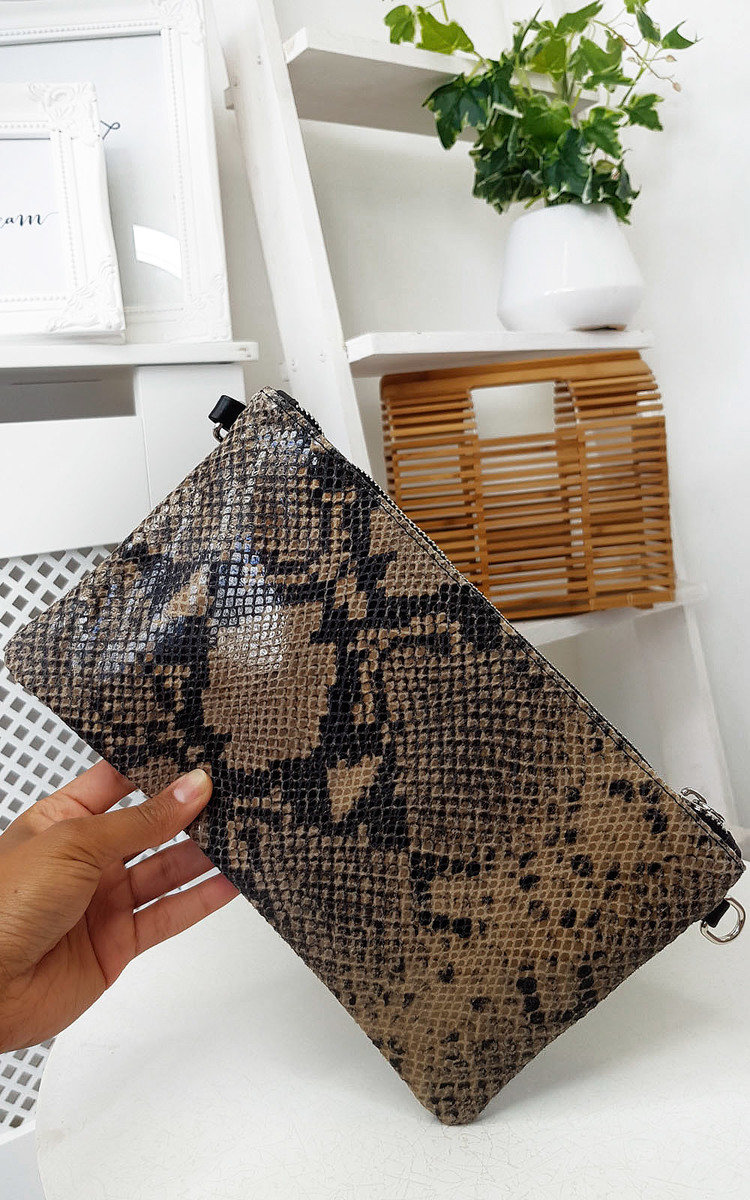 Robbie Snake Print Clutch Bag Thumbnail