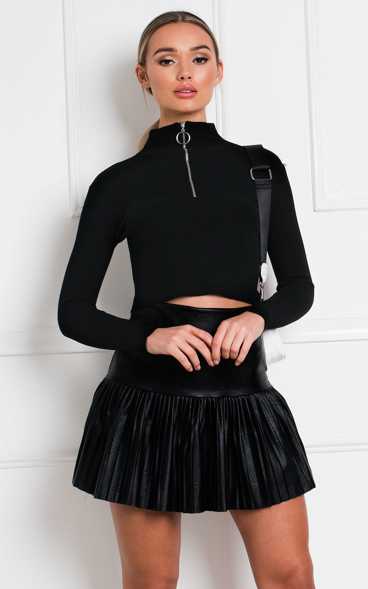 Rollo Ribbed High Neck Crop Top Thumbnail