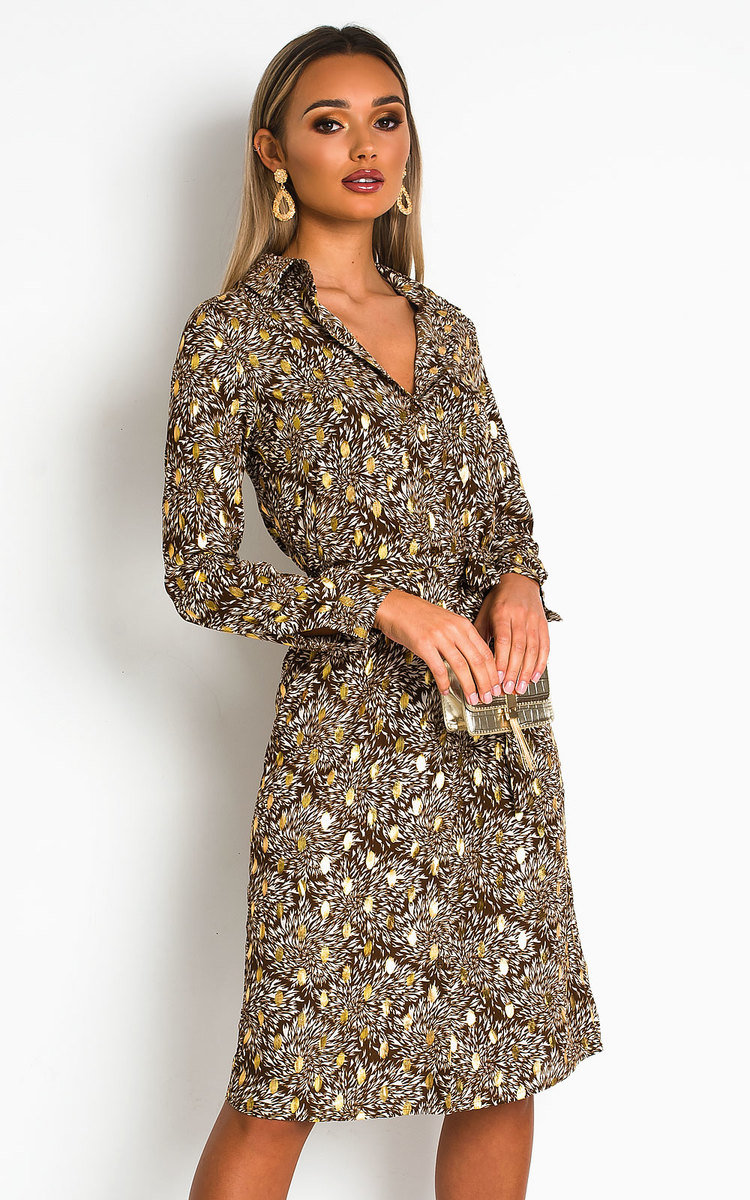 Rory Printed Shirt Midi Dress Thumbnail