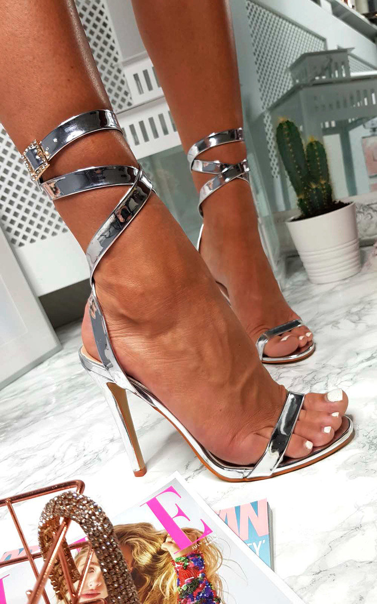 Rosa Wrap Strap Diamante Patent Heels   Thumbnail