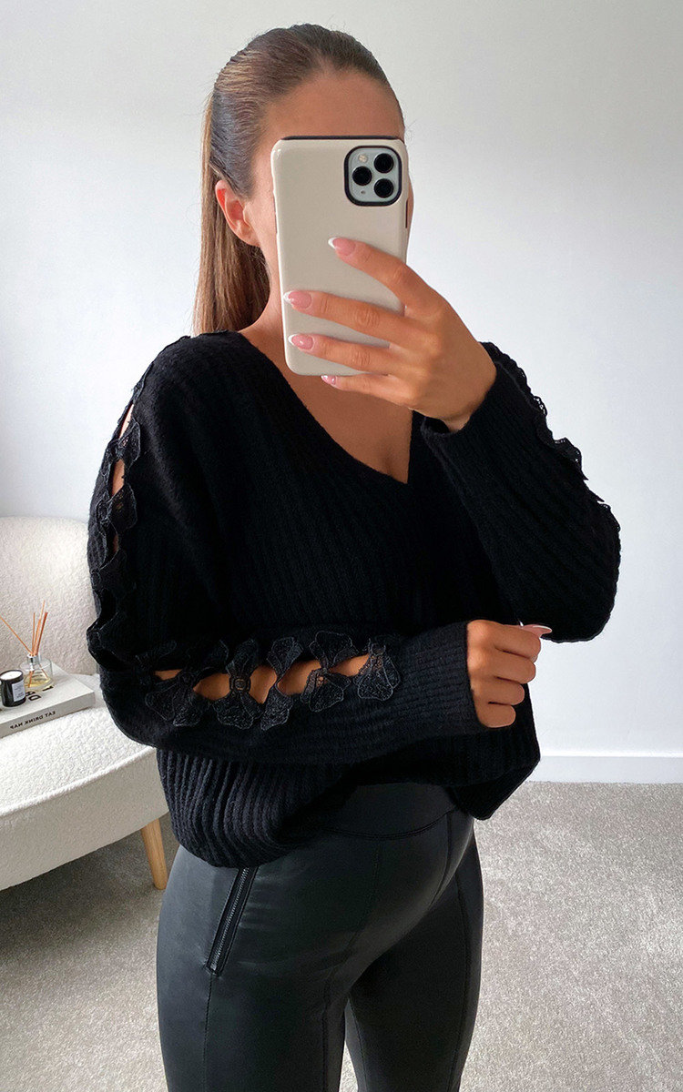 Rosalea Knitted Jumper with Cut Out Detail Thumbnail