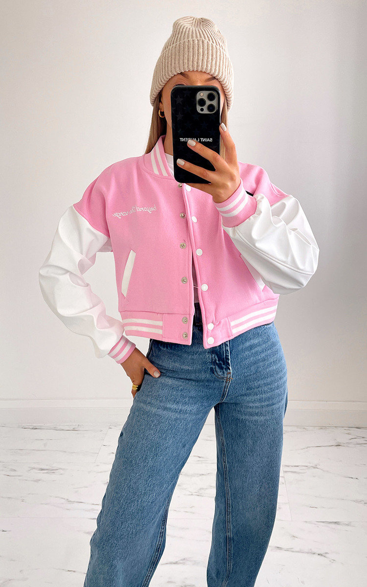Rose Letter Print Button Down Jacket Thumbnail Rose Letter Print Button Down Jacket Thumbnail