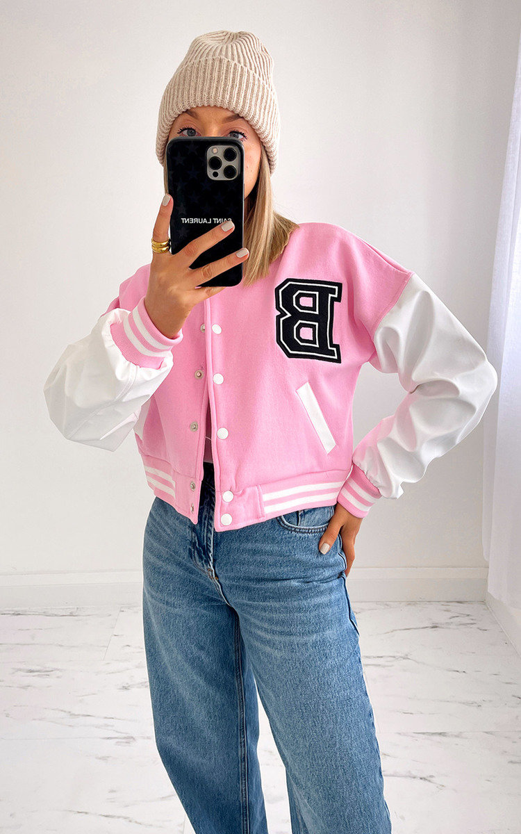 Rose Letter Print Button Down Jacket Thumbnail Rose Letter Print Button Down Jacket Thumbnail