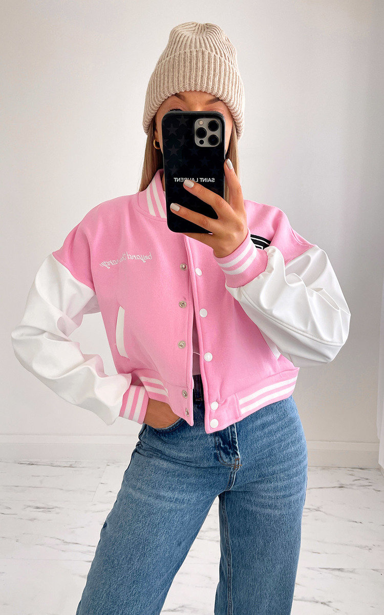 Rose Letter Print Button Down Jacket Rose Letter Print Button Down Jacket