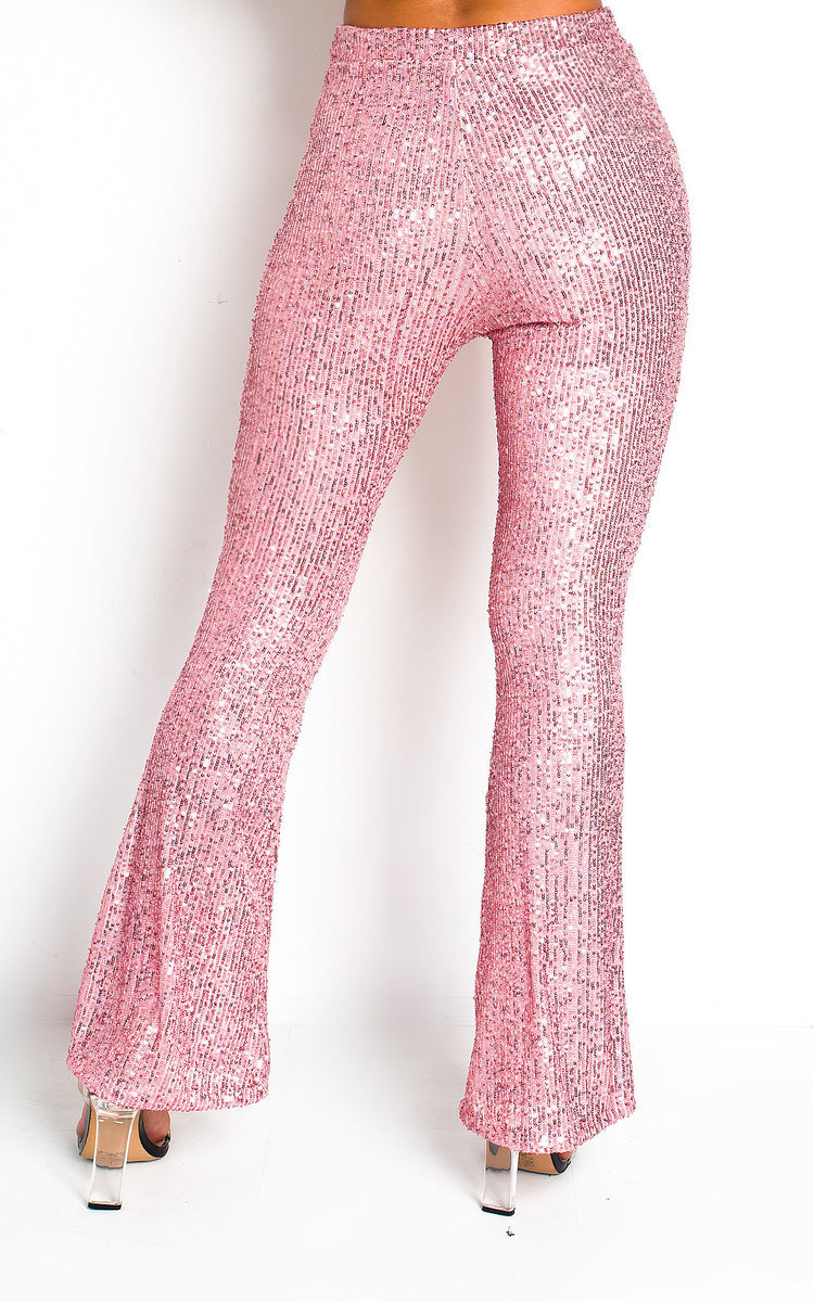 High Waist Sequin Flare Leg Pants  SHEIN IN