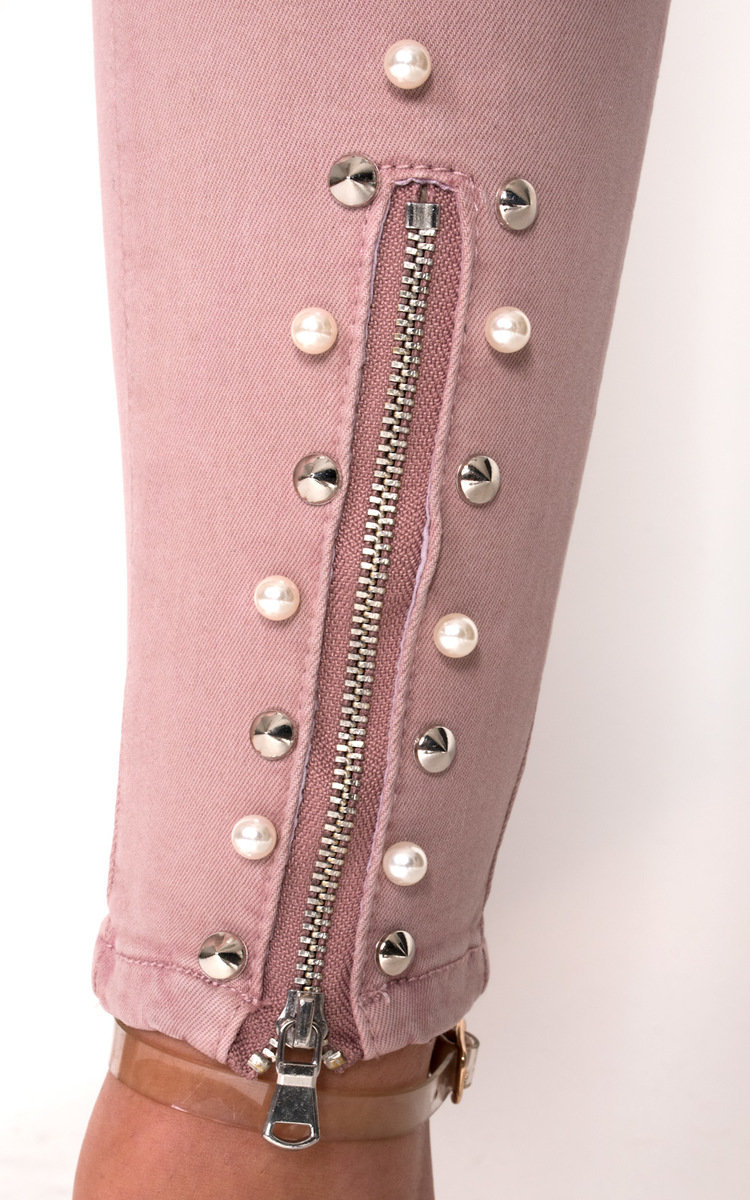 Rosilee Mid Rise Studded Zip Jeans Thumbnail