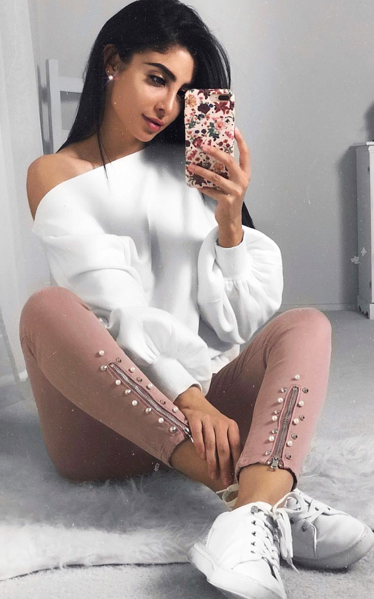 Rosilee Mid Rise Studded Zip Jeans Thumbnail