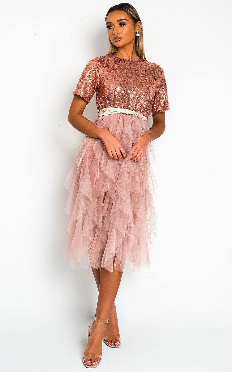 Roxi Tulle Sequin Midi Dress Thumbnail