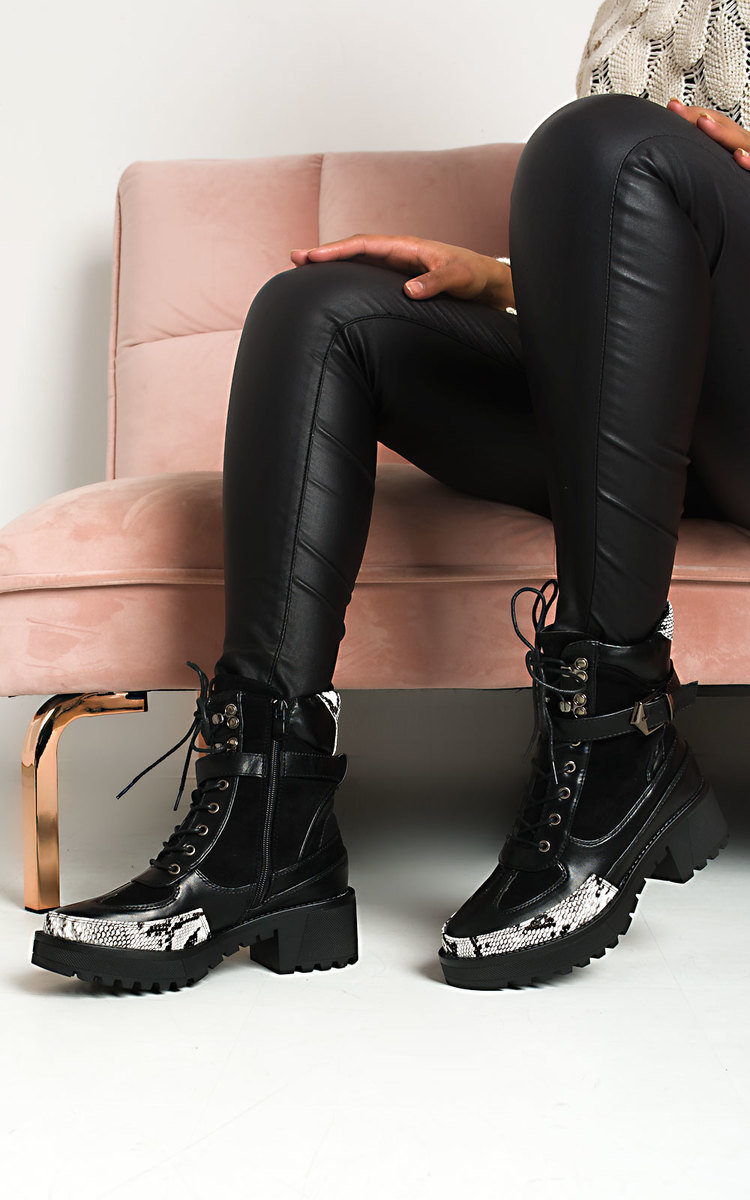 Rubie Buckle Lace Up Biker Boots  Thumbnail