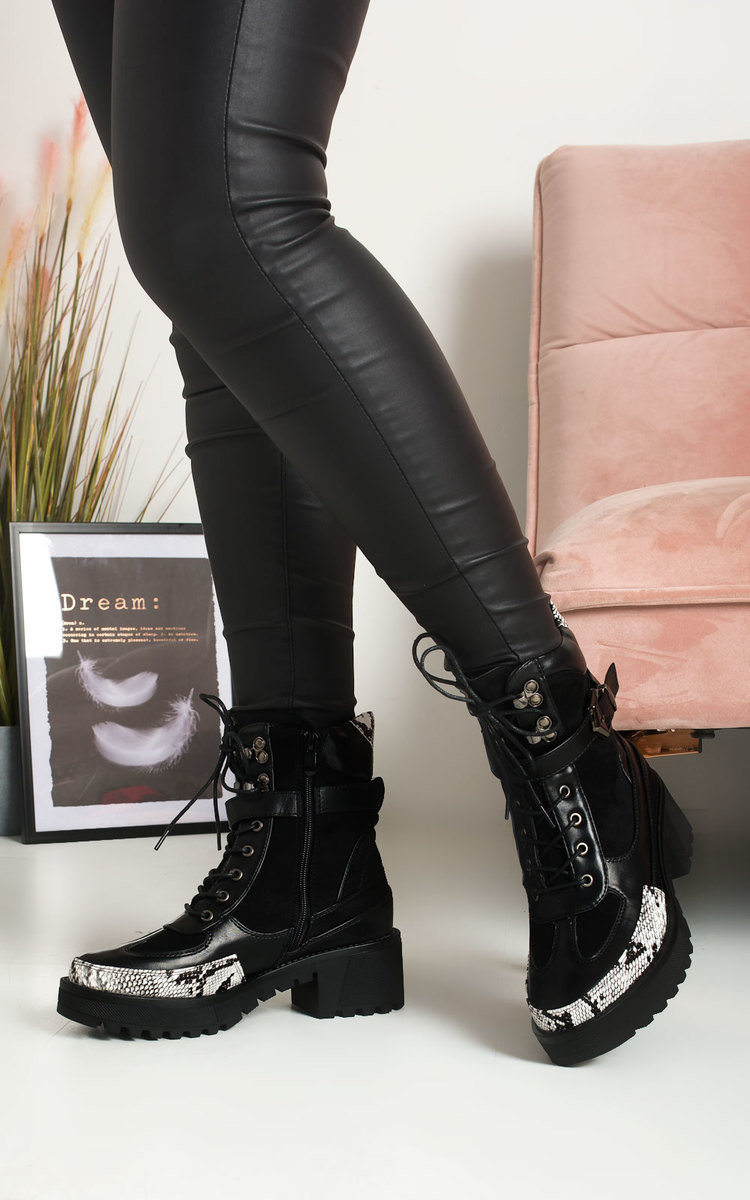 Rubie Buckle Lace Up Biker Boots  Thumbnail