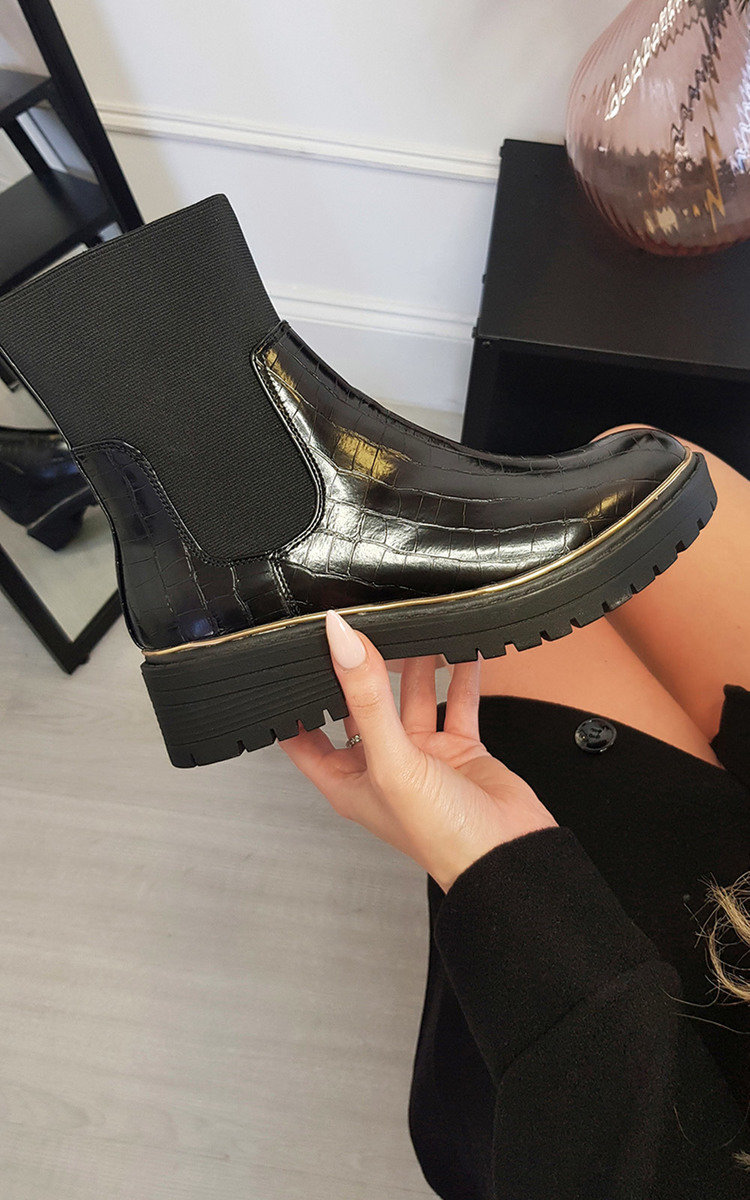 Ruby Faux Croc Ankle Boots Thumbnail Ruby Faux Croc Ankle Boots Thumbnail