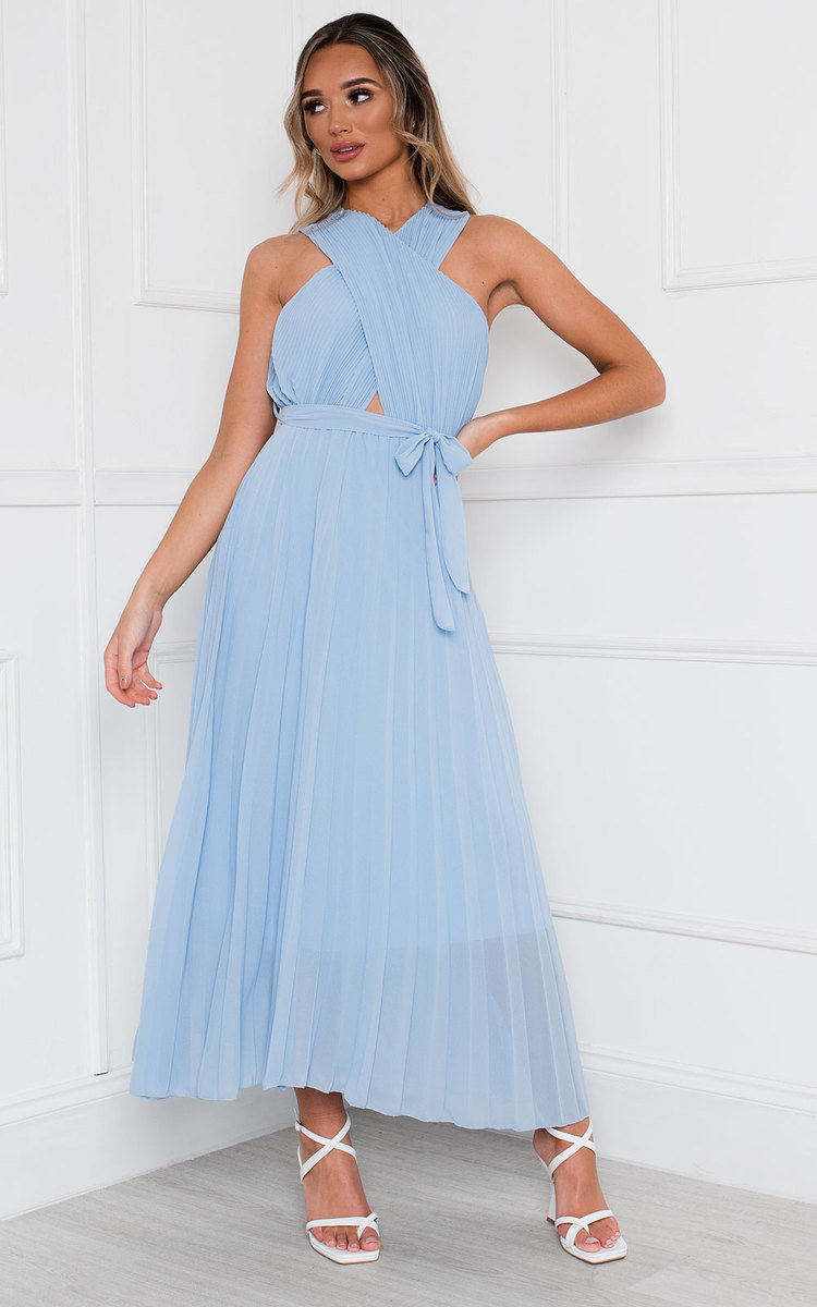 Ryanna Pleated Crossover Maxi Dress