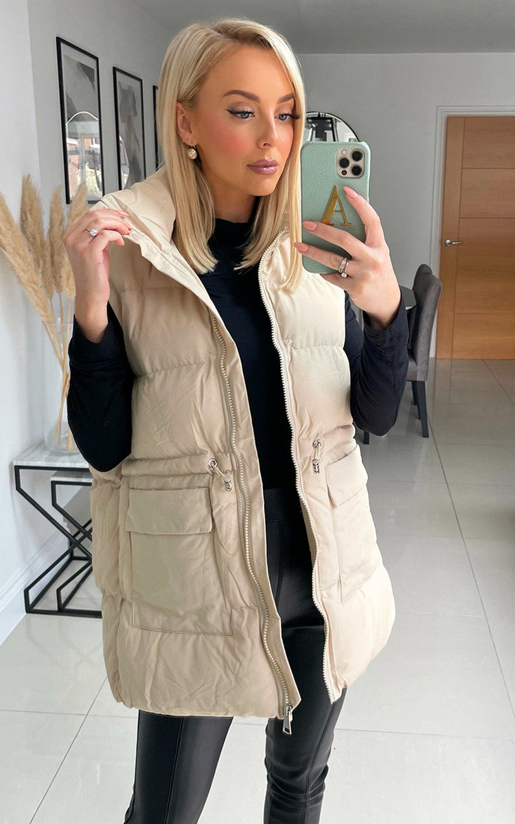 Ryleigh Puffer Gilet with Drawstring Waist Detail Thumbnail Ryleigh Puffer Gilet with Drawstring Waist Detail Thumbnail