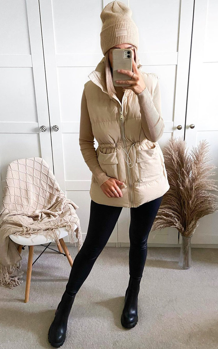 Ryleigh Puffer Gilet with Drawstring Waist Detail Thumbnail Ryleigh Puffer Gilet with Drawstring Waist Detail Thumbnail