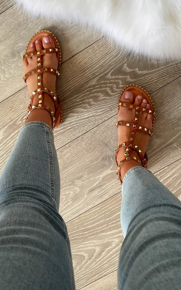Safara Studded Strappy Sandals Thumbnail Safara Studded Strappy Sandals Thumbnail