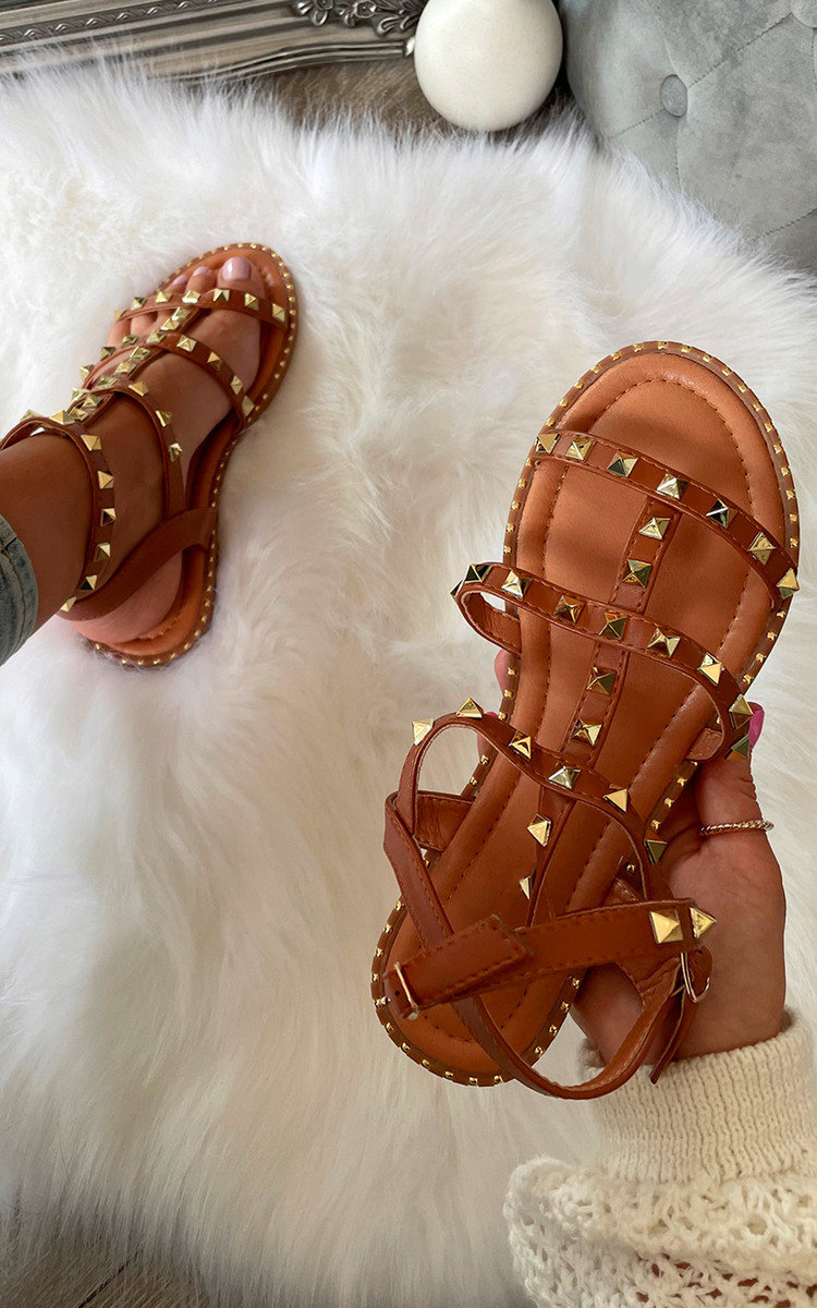 Safara Studded Strappy Sandals Thumbnail Safara Studded Strappy Sandals Thumbnail
