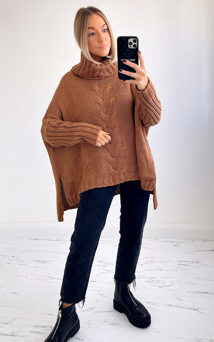 Sally High Neck Cable Knit Jumper Thumbnail Sally High Neck Cable Knit Jumper Thumbnail