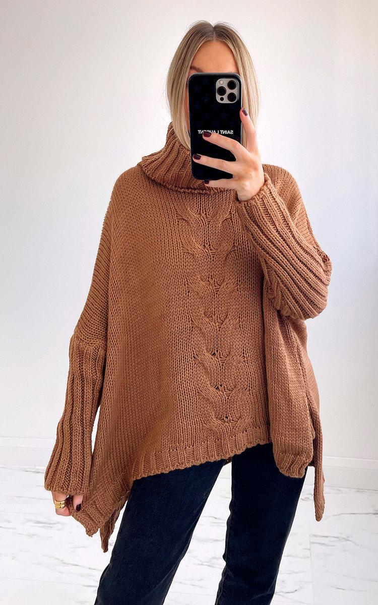 Sally High Neck Cable Knit Jumper Thumbnail