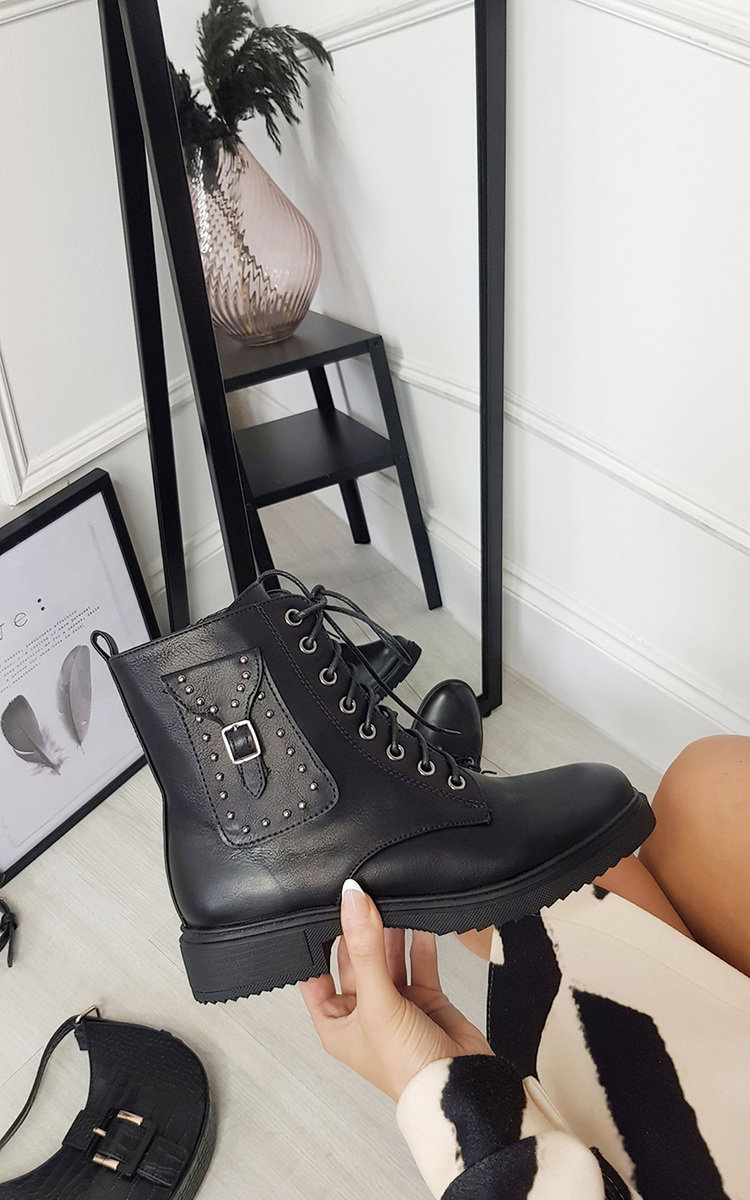 Sandy Faux Leather Ankle Boots with Pocket Detail Thumbnail Sandy Faux Leather Ankle Boots with Pocket Detail Thumbnail
