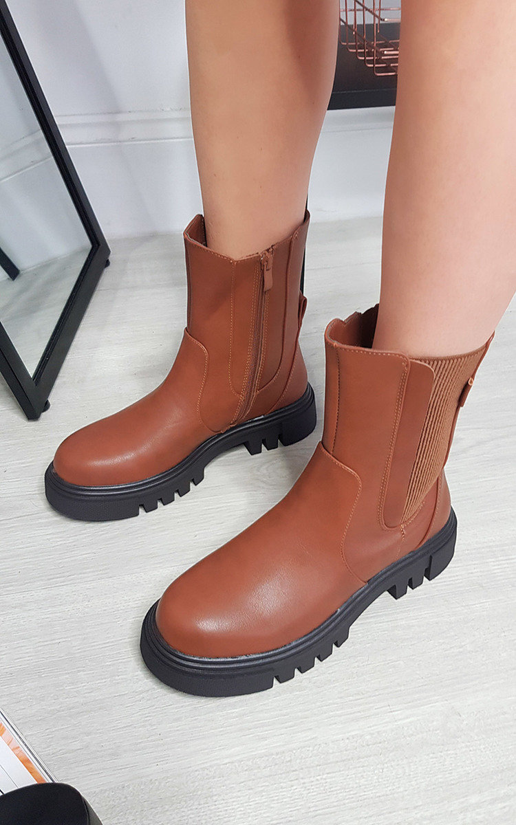 Sandy Faux Leather Zip Up Ankle Boot Sandy Faux Leather Zip Up Ankle Boot