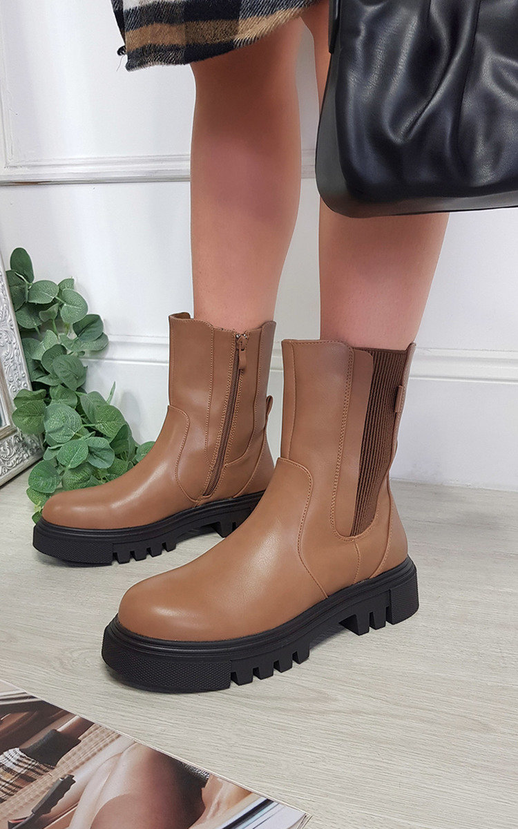 Sandy Faux Leather Zip Up Ankle Boot Sandy Faux Leather Zip Up Ankle Boot