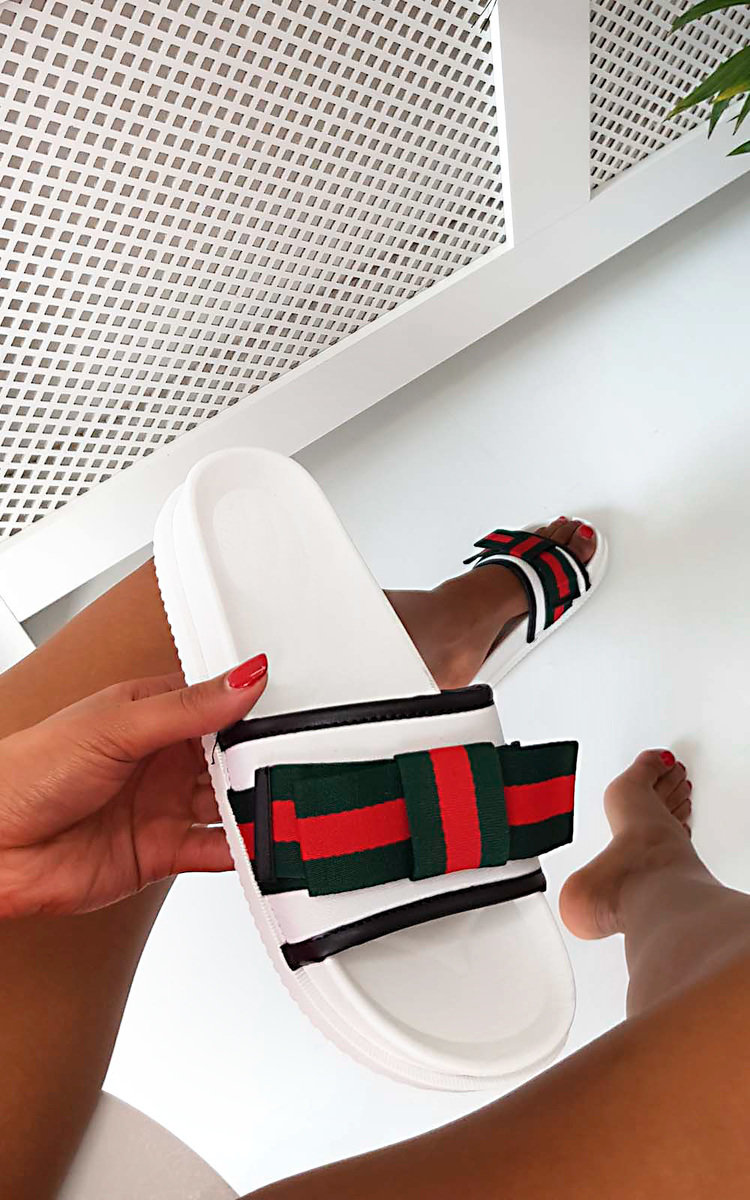 Sami Striped Bow Sliders Sami Striped Bow Sliders