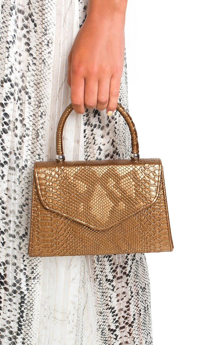 Sandy Croc Print Handbag