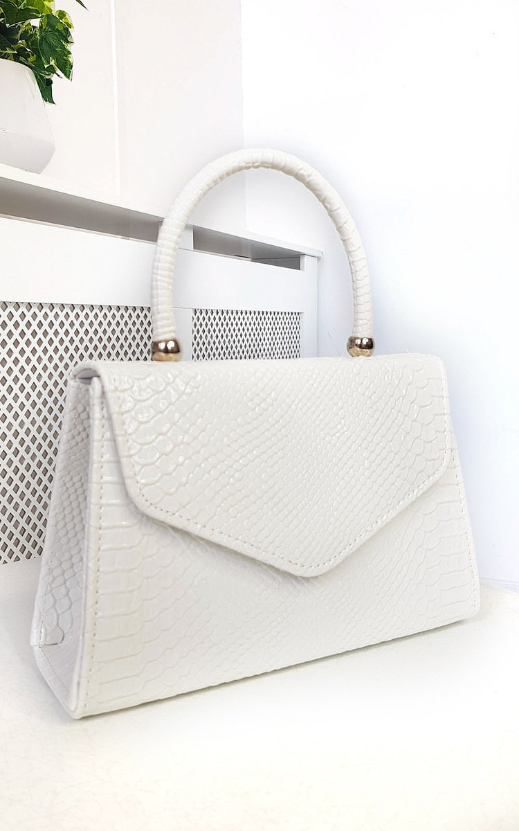 Sandy Croc Print Handbag