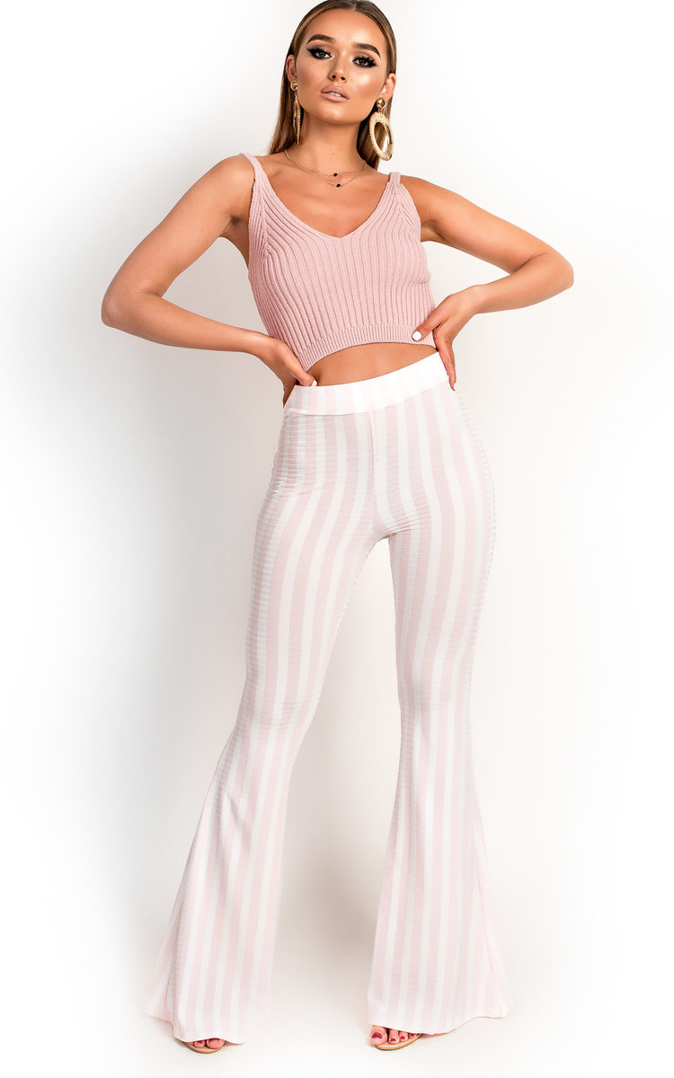 Sara Ribbed Flared Trousers Thumbnail