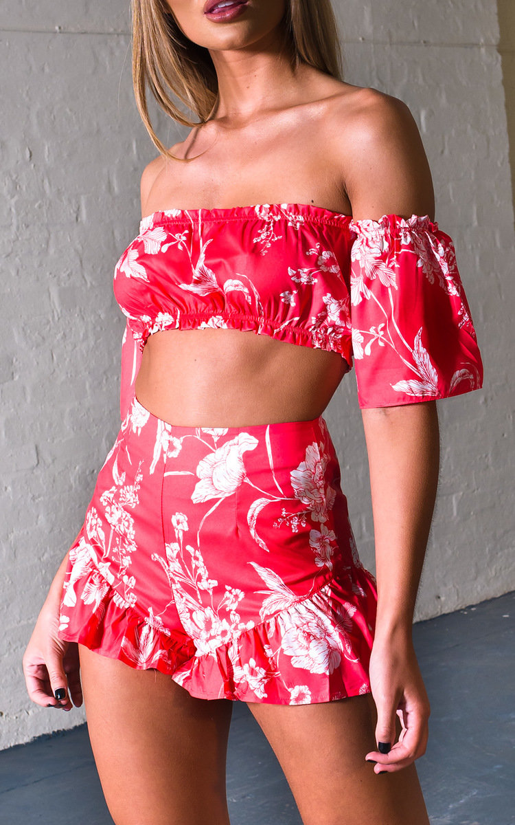 Sarah Off Shoulder Frill Crop Top