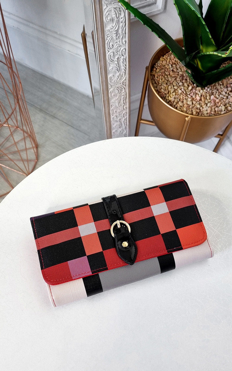 Sasha Fold Over purse with Check Print Detail Sasha Fold Over purse with Check Print Detail