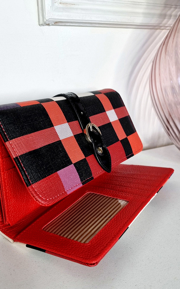 Sasha Fold Over purse with Check Print Detail Thumbnail Sasha Fold Over purse with Check Print Detail Thumbnail