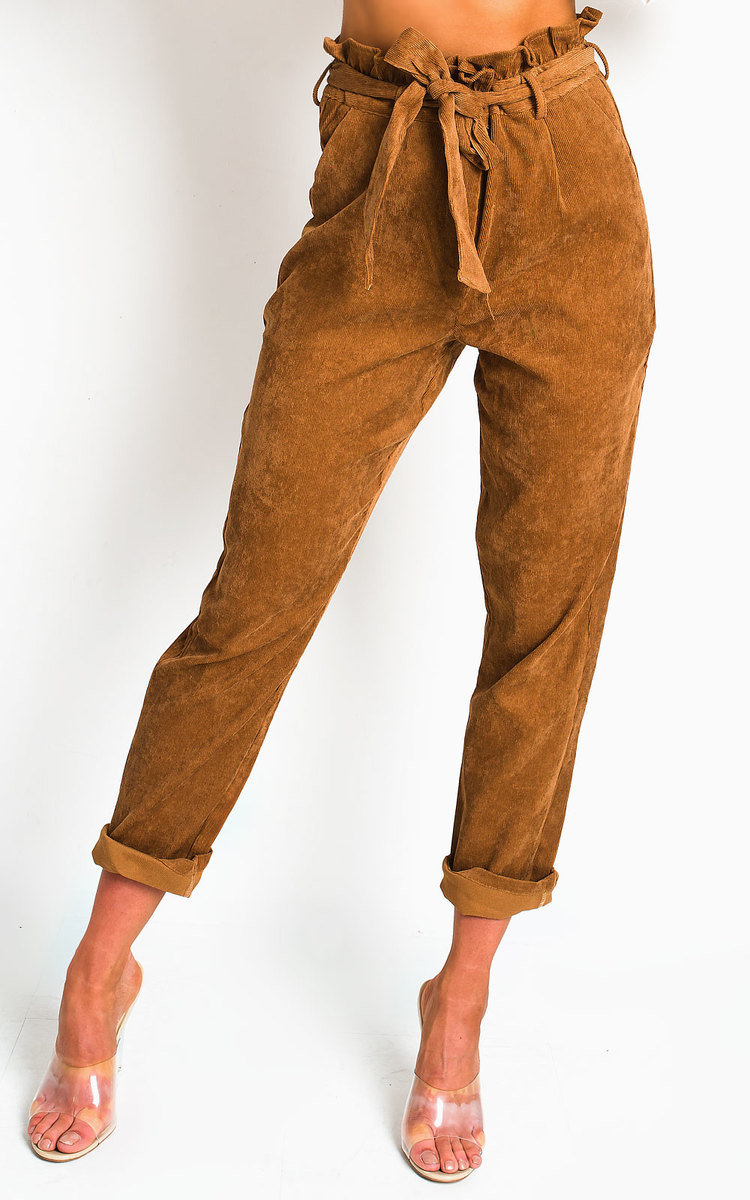 Saskia Straight Leg Belted Cord Trousers Thumbnail