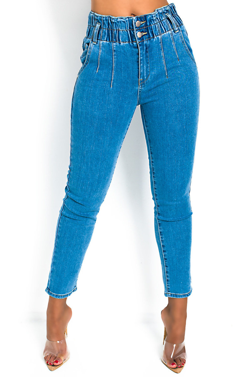 Saz Elasticated Waist Skinny Jeans  Thumbnail