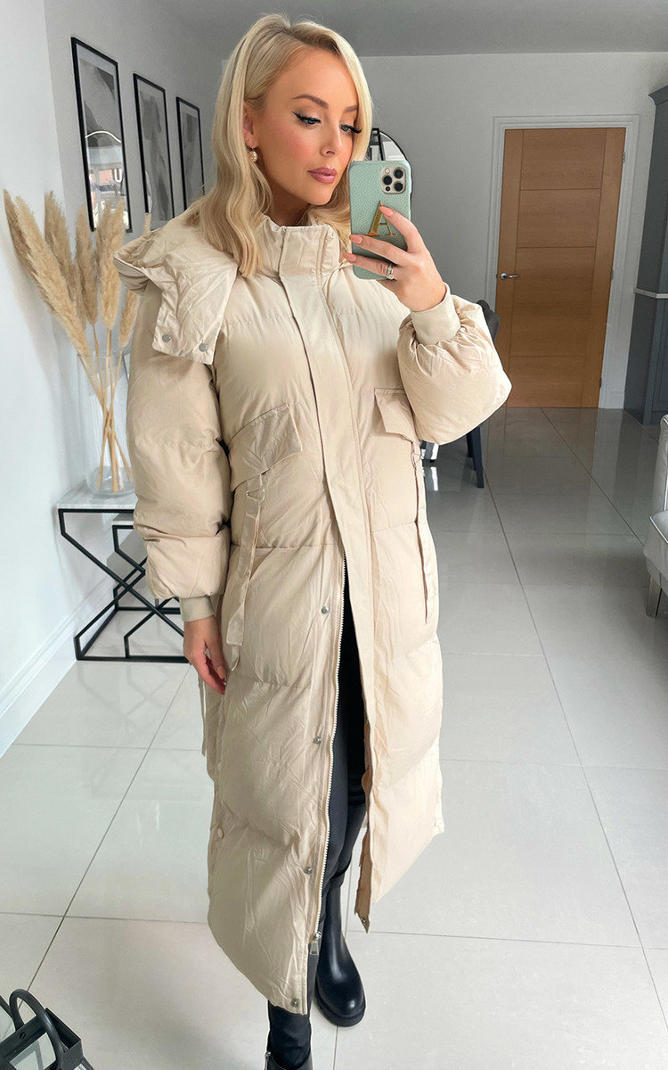 Scarlett Longline Puffer Coat with Pocket Detail Thumbnail Scarlett Longline Puffer Coat with Pocket Detail Thumbnail