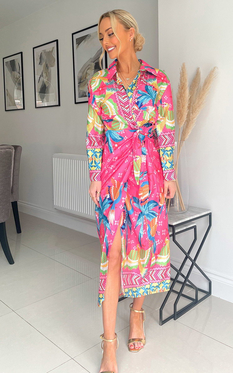 Scarlette Wrap Thigh Split Printed Midi Dress Thumbnail Scarlette Wrap Thigh Split Printed Midi Dress Thumbnail