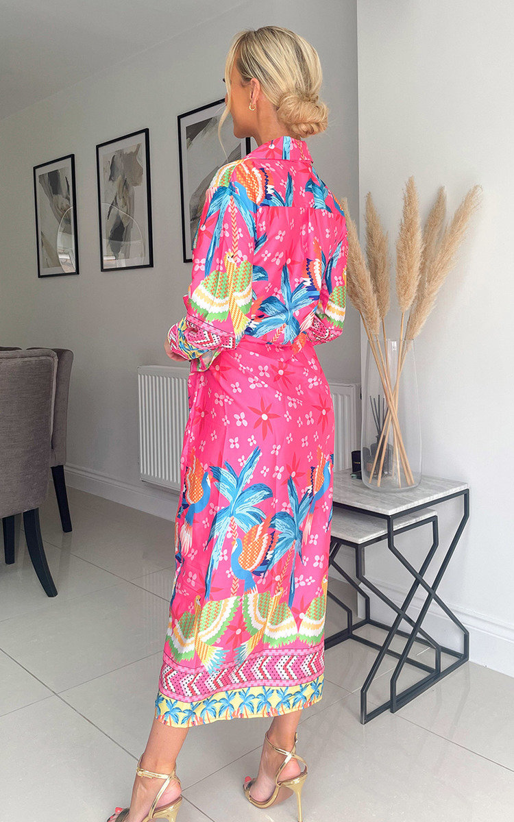 Scarlette Wrap Thigh Split Printed Midi Dress Thumbnail Scarlette Wrap Thigh Split Printed Midi Dress Thumbnail