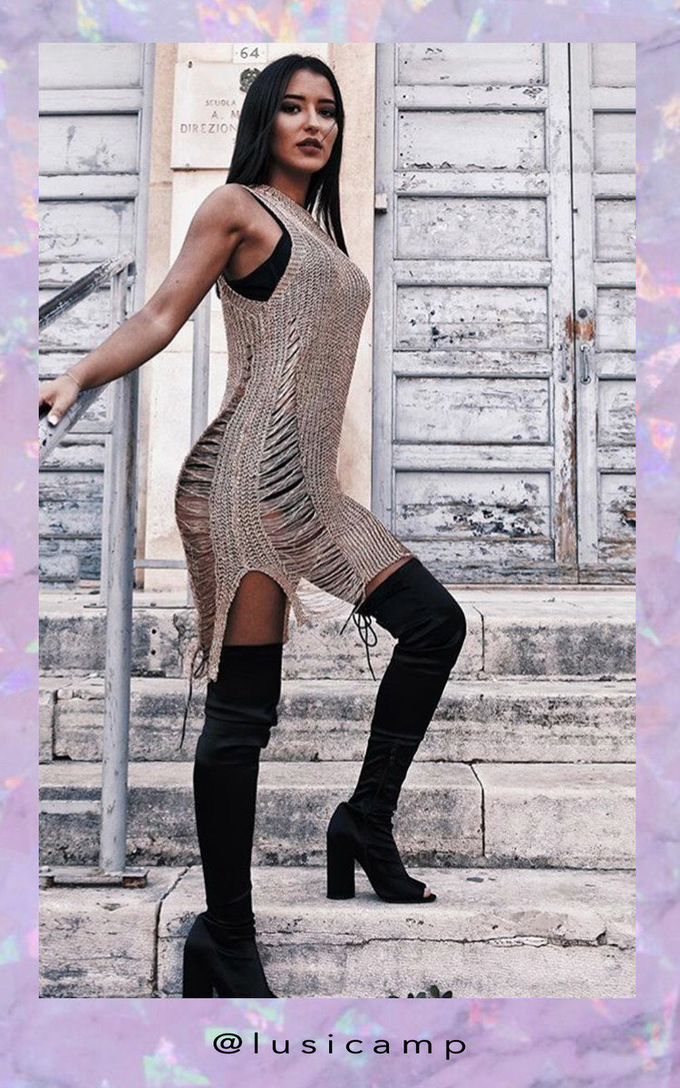Selena Metallic Knit Mini Cover Up Selena Metallic Knit Mini Cover Up