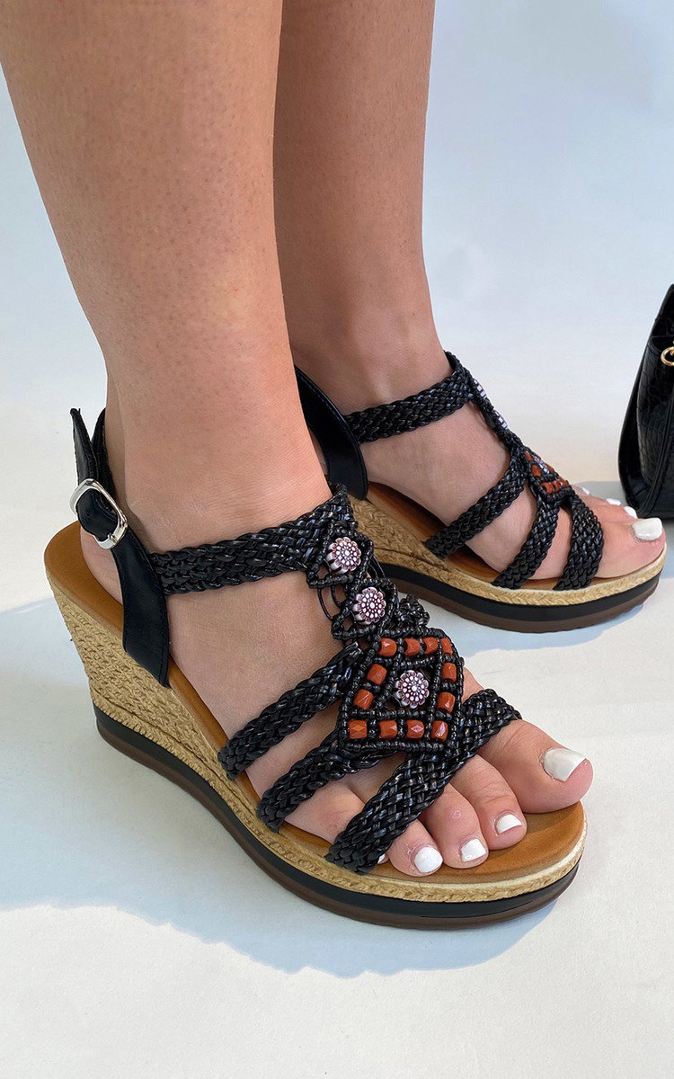 Selene Beaded Flatform Sandal Heel Thumbnail