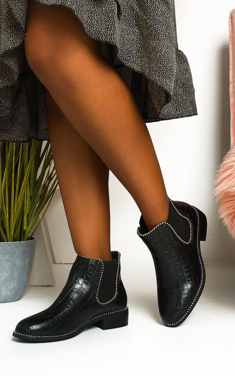 crocodile print ankle boots