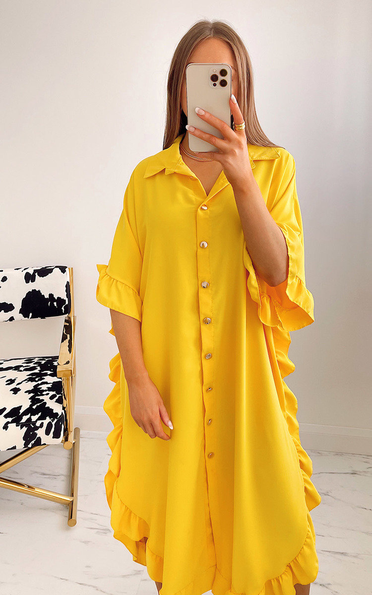 Shaya Ruffled Maxi Shirt Dress Thumbnail Shaya Ruffled Maxi Shirt Dress Thumbnail