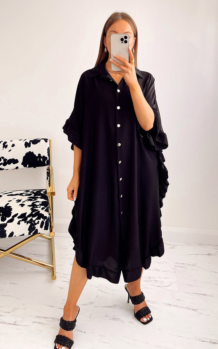 Shaya Ruffled Maxi Shirt Dress