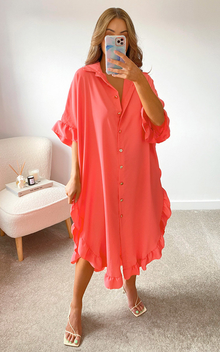 Shaya Ruffled Maxi Shirt Dress Thumbnail Shaya Ruffled Maxi Shirt Dress Thumbnail