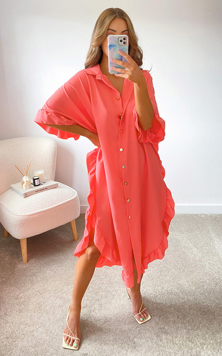 Shaya Ruffled Maxi Shirt Dress