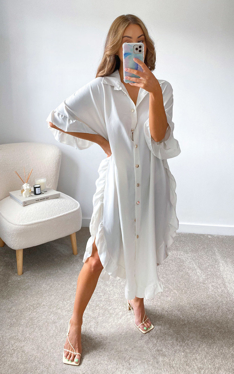 Shaya Ruffled Maxi Shirt Dress Thumbnail Shaya Ruffled Maxi Shirt Dress Thumbnail