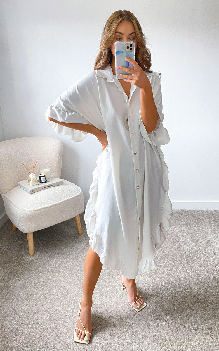 Shaya Ruffled Maxi Shirt Dress