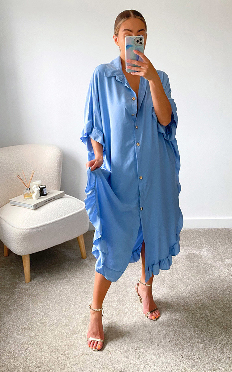 Shaya Ruffled Maxi Shirt Dress