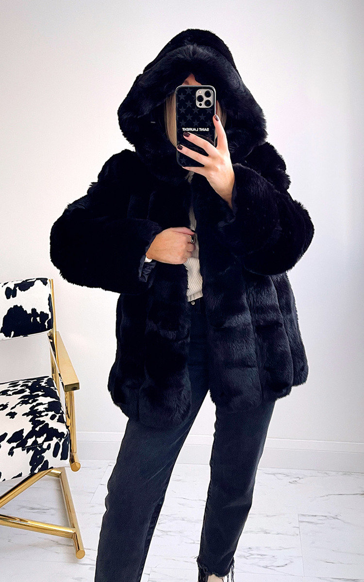 Shelby Faux Fur Hooded Coat Thumbnail