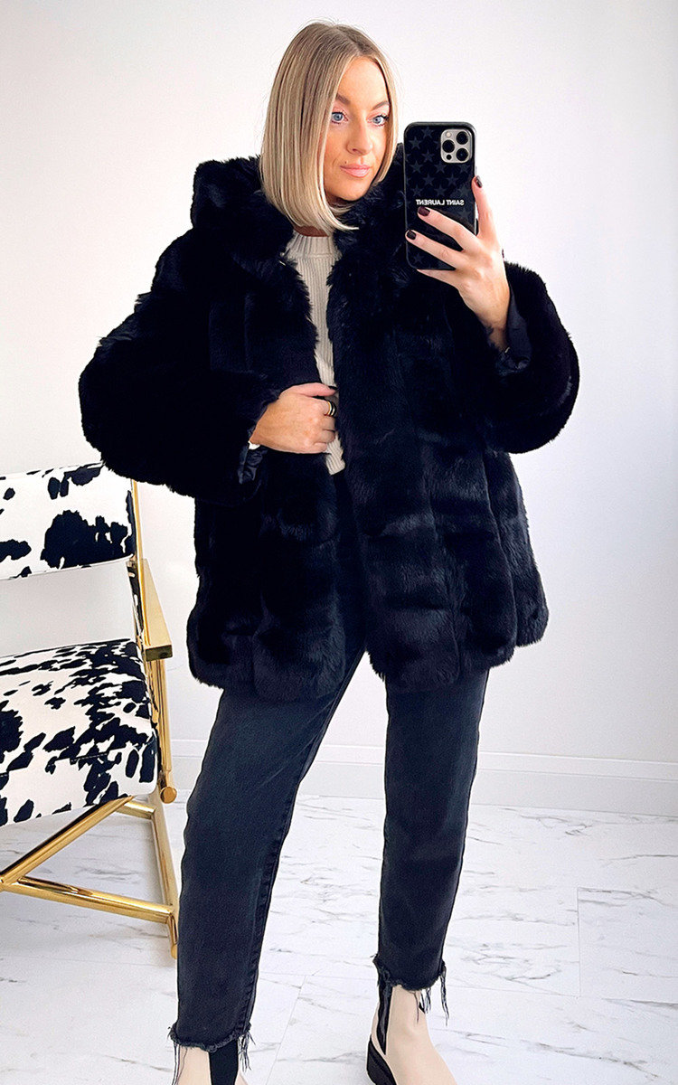 Shelby Faux Fur Hooded Coat Thumbnail